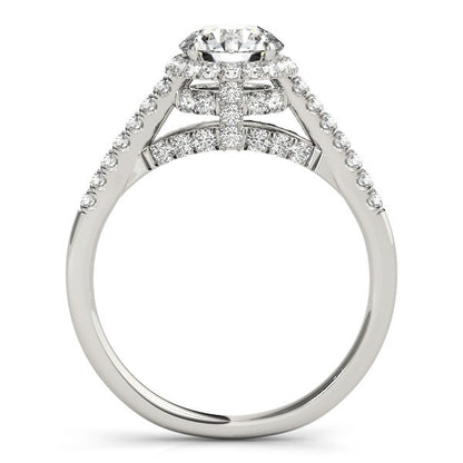 Lab Grown Round Diamond Halo Engagement Ring 18K Yellow Gold