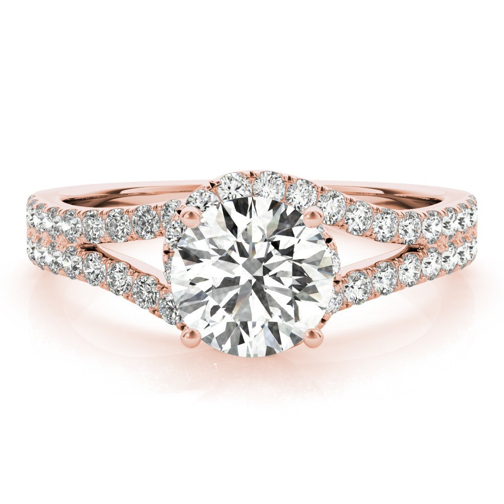 Lab Grown Round Diamond Halo Engagement Ring 18K White Gold