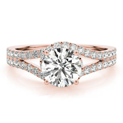 Lab Grown Round Diamond Halo Engagement Ring 18K White Gold