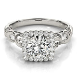 Lab Grown Round Cut Diamond Halo Engagement Ring