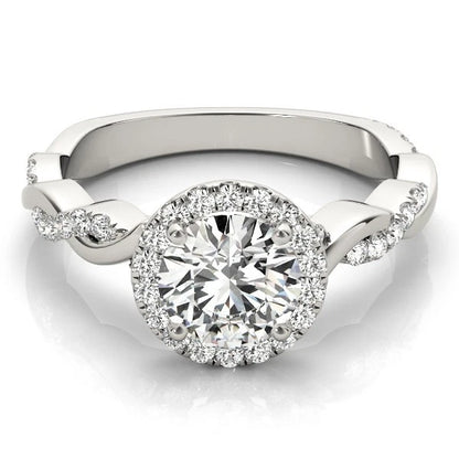 Lab Grown Round Cut Diamond Halo Engagement Ring  For Women