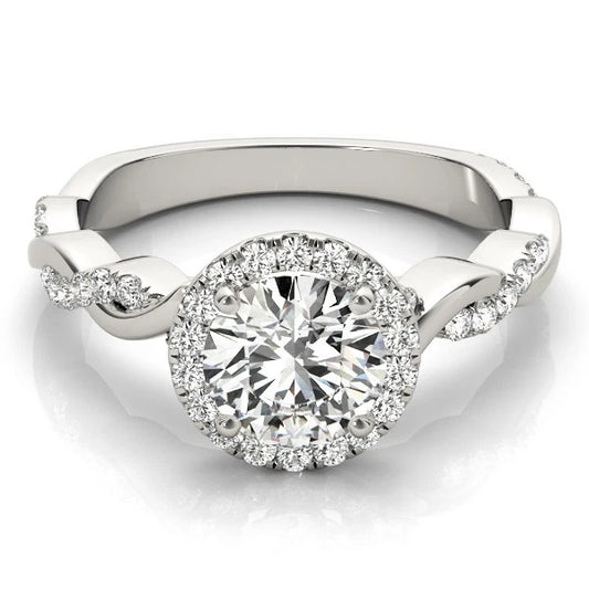 Lab Grown Round Cut Diamond Halo Engagement Ring  For Women