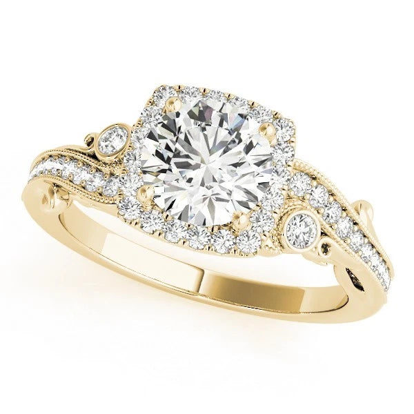 Lab Grown Round Diamond Halo Engagement Ring 