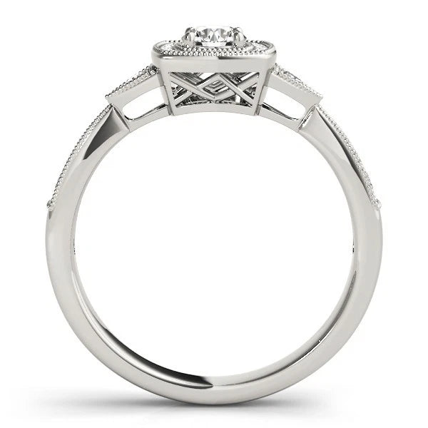 Lab Grown Round Diamond Halo Engagement Ring