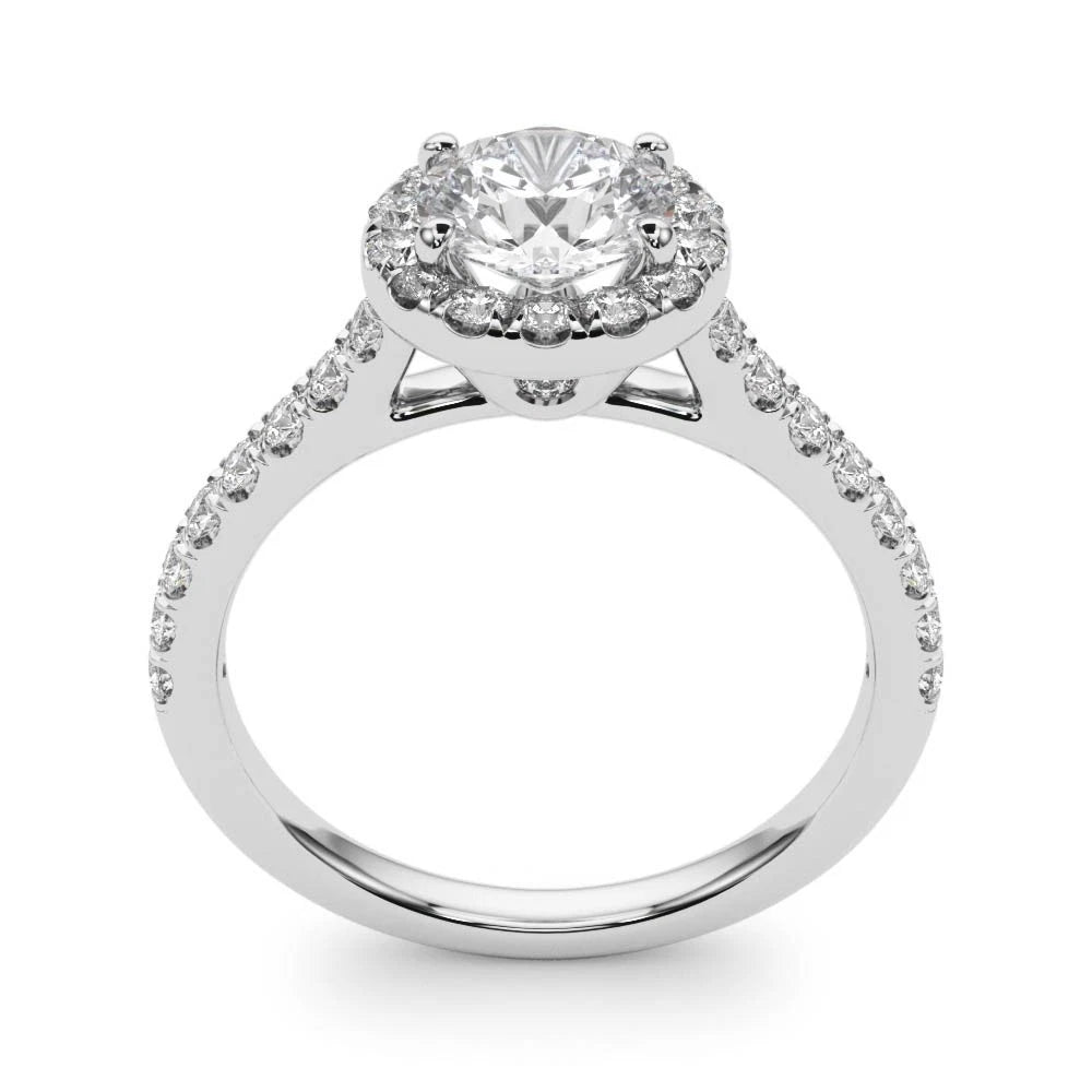 Lab Grown Round Cut  Diamond Halo Engagement Ring