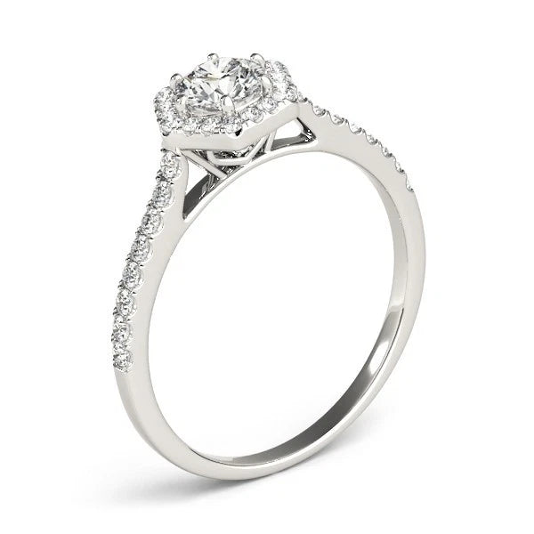 Lab Grown Round Diamond Halo Engagement Ring