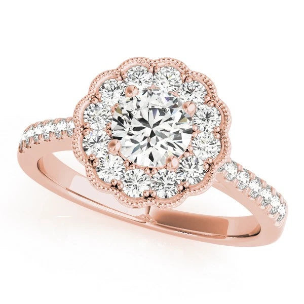 Lab Grown Round Diamond Halo Engagement Ring