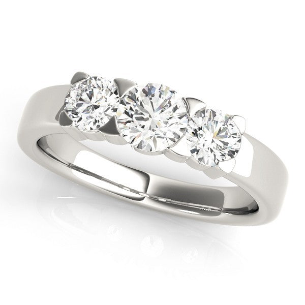 Platinum Lab Grown Round Diamond Trilogy Engagement Ring