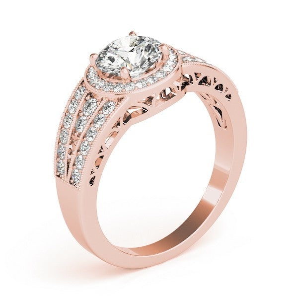 Lab Grown Round Diamond Halo Engagement Ring