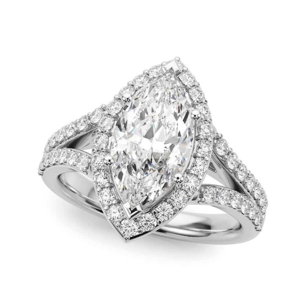 2.00Ct DE/VS Lab Grown Marquise Diamond Halo Engagement Ring Platinum