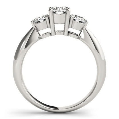0.50Ct To 2.00Ct DE/VS Lab Grown Round Diamond 3 Stone Engagement Ring Platinum
