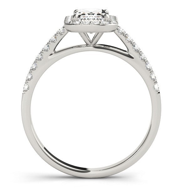 Lab Grown Emarald Diamond Halo Engagement Ring