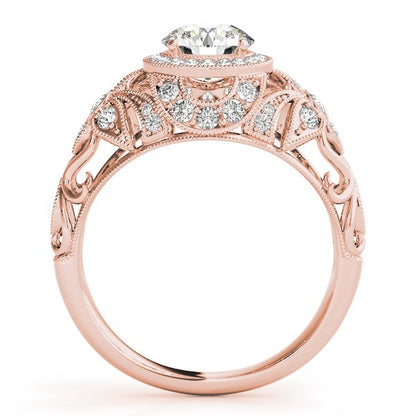 2.00Ct Lab Grown Round Diamond Halo Engagement Ring 18K Yellow Gold