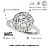 Lab Grown Round Diamond Halo Engagement Ring