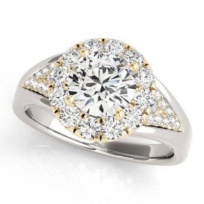 Lab Grown Round Diamond Halo Engagement Ring 18K White Gold