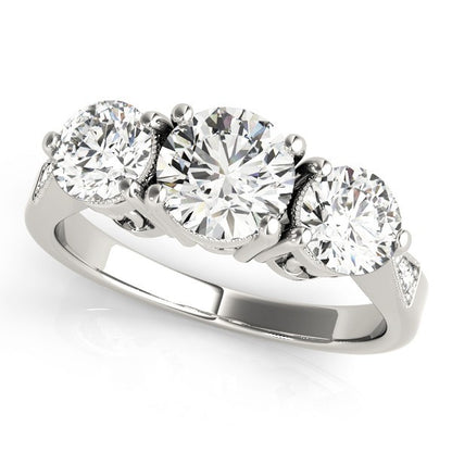 2.00Ct Lab Grown Round Diamond 3 Stone Engagement Ring Platinum