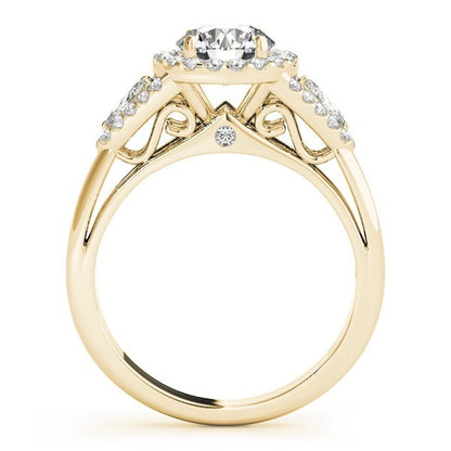 Lab Grown Round Cut Diamond Halo Engagement Ring