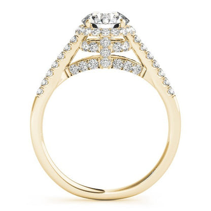 Lab Grown Round Diamond Halo Engagement Ring 18K Yellow Gold