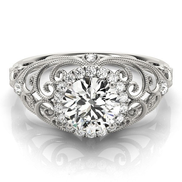 Lab Grown Round Diamond Halo Engagement Ring