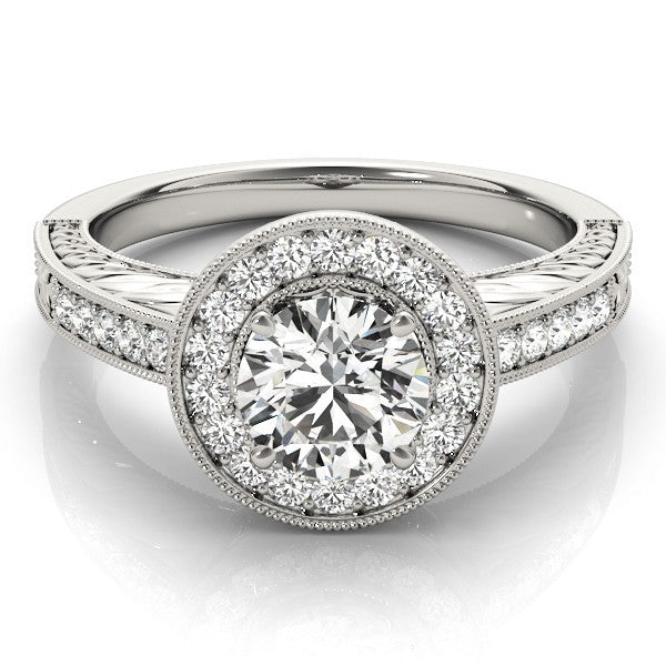 Lab Grown Round Cut Diamond Halo Engagement Ring