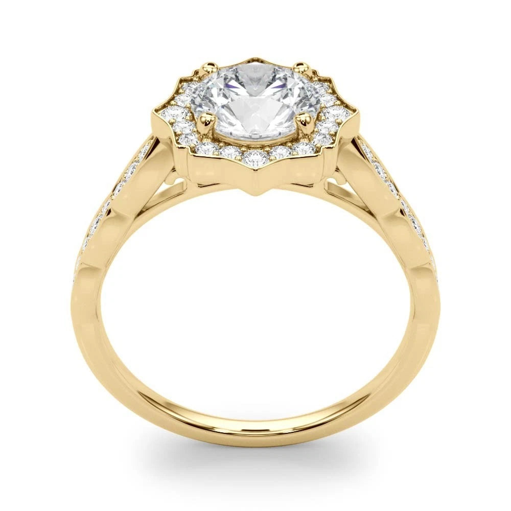 Lab Grown Round Diamond Halo Engagement Ring