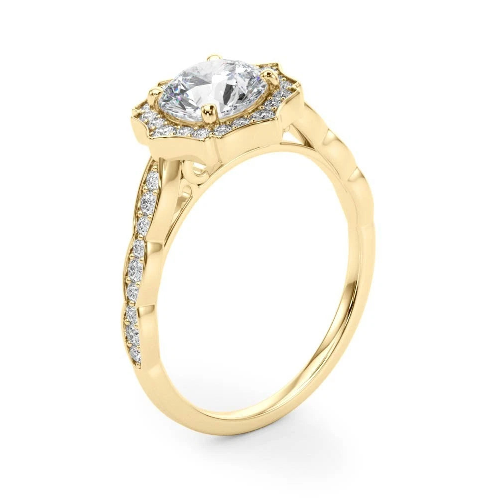 Lab Grown Round Diamond Halo Engagement Ring