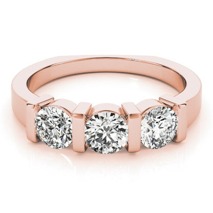 2.00Ct Lab Grown Round Diamond Bar Set 3 Stone Engagement Ring Platinum