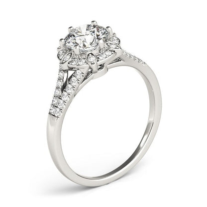 2.00Ct DE/VS Lab Grown Round Diamond Halo Engagement Ring 18K Yellow Gold