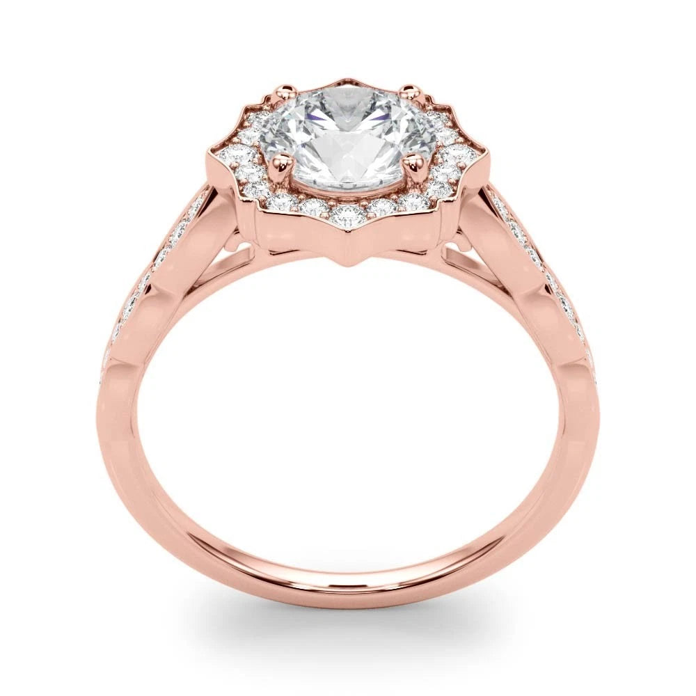 Lab Grown Round Diamond Halo Engagement Ring