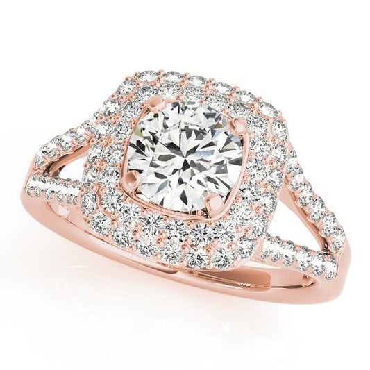 Lab Grown Round Diamond Halo Engagement Ring