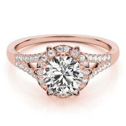 2.00Ct DE/VS Lab Grown Round Diamond Halo Engagement Ring 18K Yellow Gold