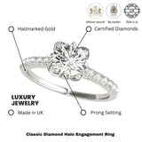 Lab Grown Round Diamond Halo Engagement Ring