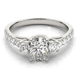 2.00CT Lab Grown Oval Diamond Trilogy Engagement Ring Platinum