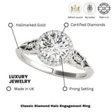 0.50-2.00 Ct DE/VS Lab-Grown Diamond Halo Engagement Ring in Platinum
