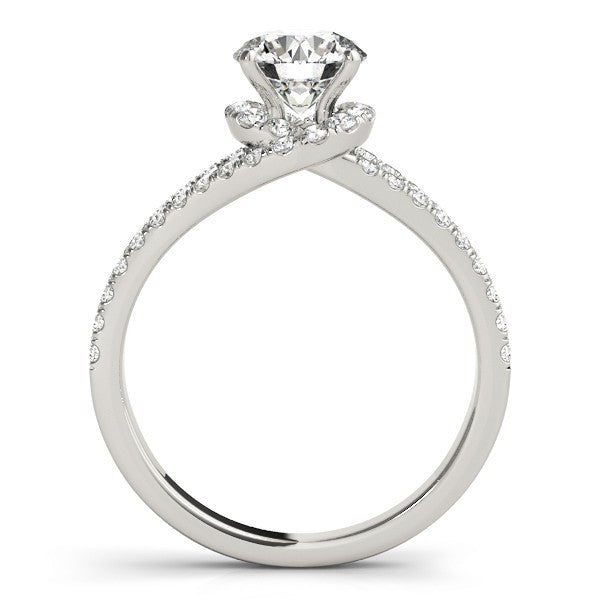 Lab Grown Round Diamond Halo Engagement Ring 18K White Gold