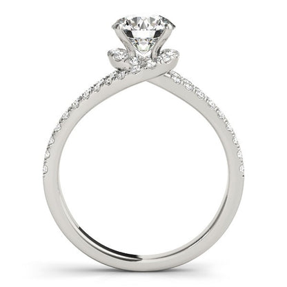 Lab Grown Round Diamond Halo Engagement Ring 18K White Gold