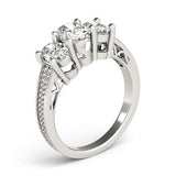 Lab-Grown Oval Diamond 3 Stone Engagement Ring In 18K White Gold