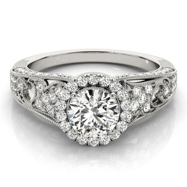 Lab Grown Round Diamond Halo Engagement Ring