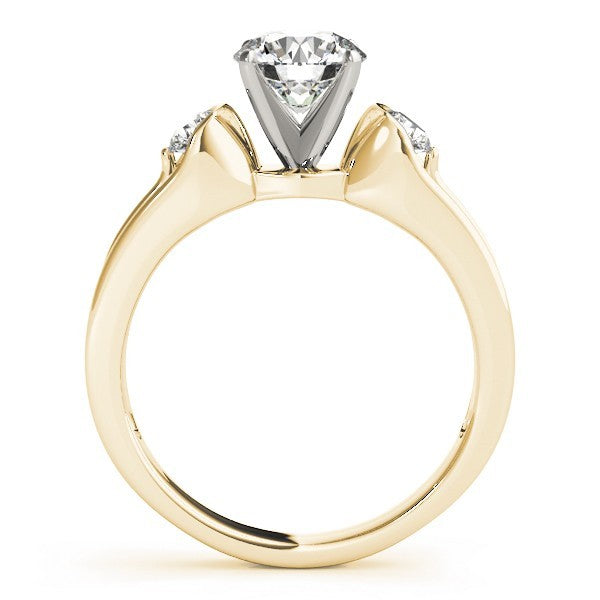 Gold ring with a diamond on a white background