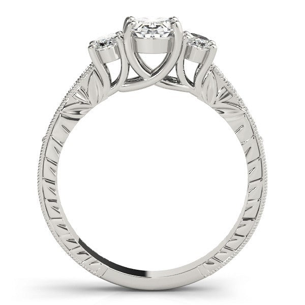 Lab Grown Oval Cut Diamond Trilogy Engagement Ring Platinum In 2.00ct DE/VS