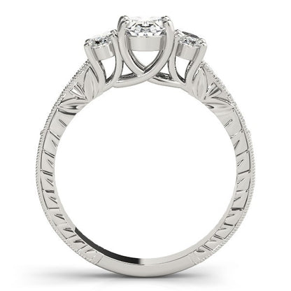 Lab Grown Oval Cut Diamond Trilogy Engagement Ring Platinum In 2.00ct DE/VS