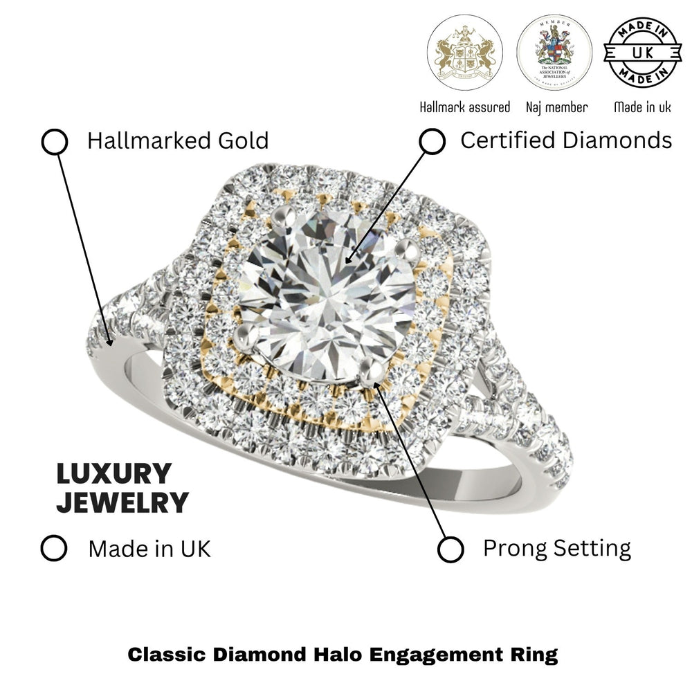 Lab Grown Round Diamond Halo Engagement Ring