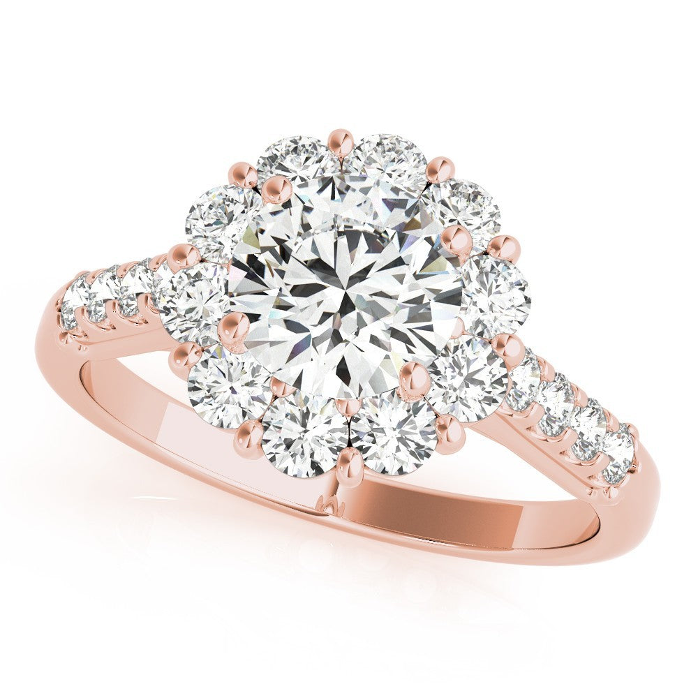 Lab Grown Round Diamond Halo Engagement Ring 