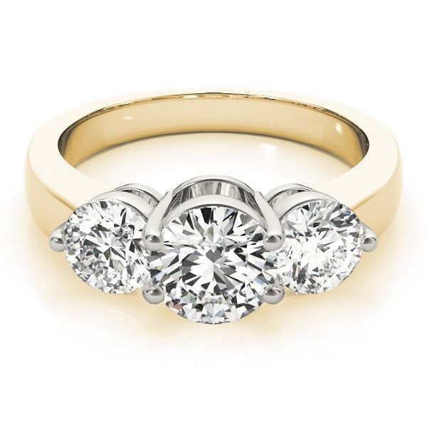 Lab Grown Round Diamond Trilogy Engagement Ring Platinum