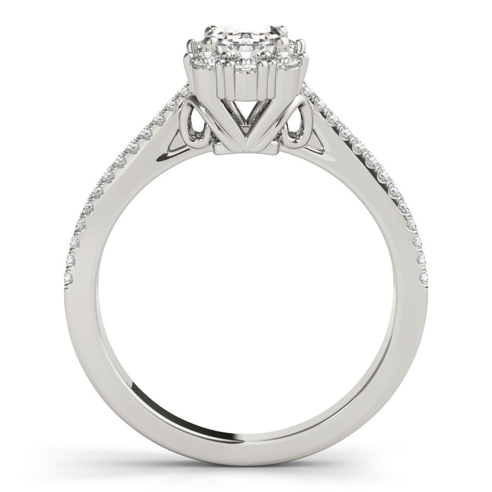 Lab Grown Emarald Diamond Halo Engagement Ring