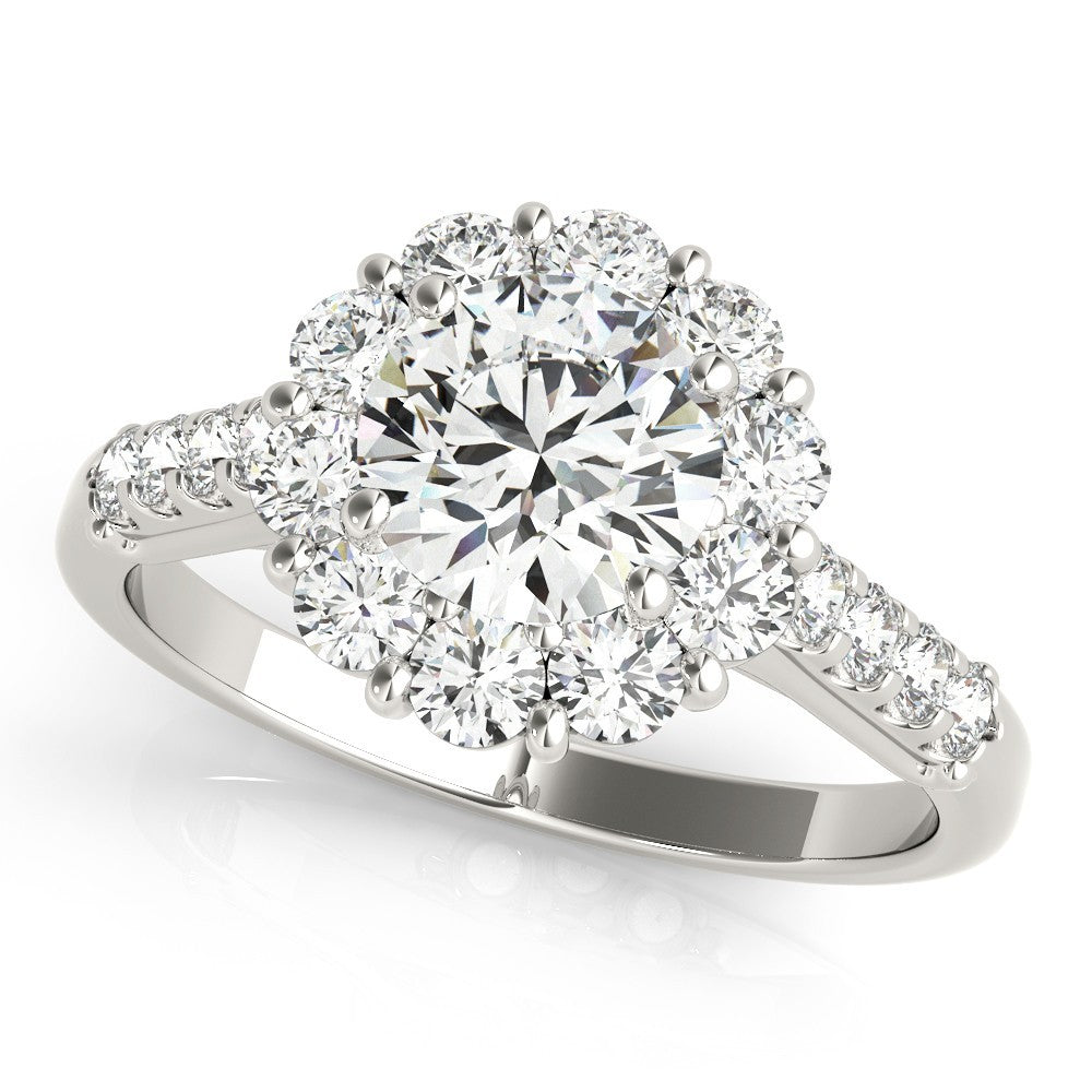 Lab Grown Round Diamond Halo Engagement Ring 