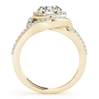 Lab Grown Round Cut Diamond Halo Engagement Ring 