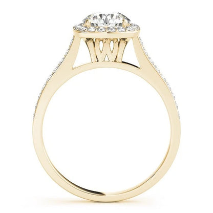 Lab Grown Round Cut DE/VS Diamond Halo Engagement Ring