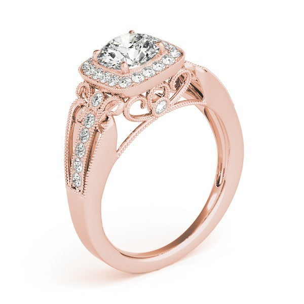 Lab Grown Round Diamond Halo Engagement Ring