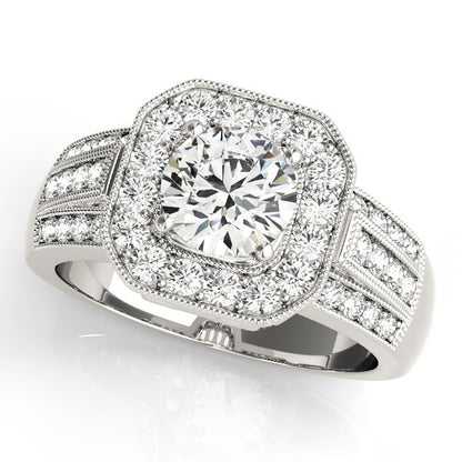 Lab Grown Round Diamond Halo Engagement Ring